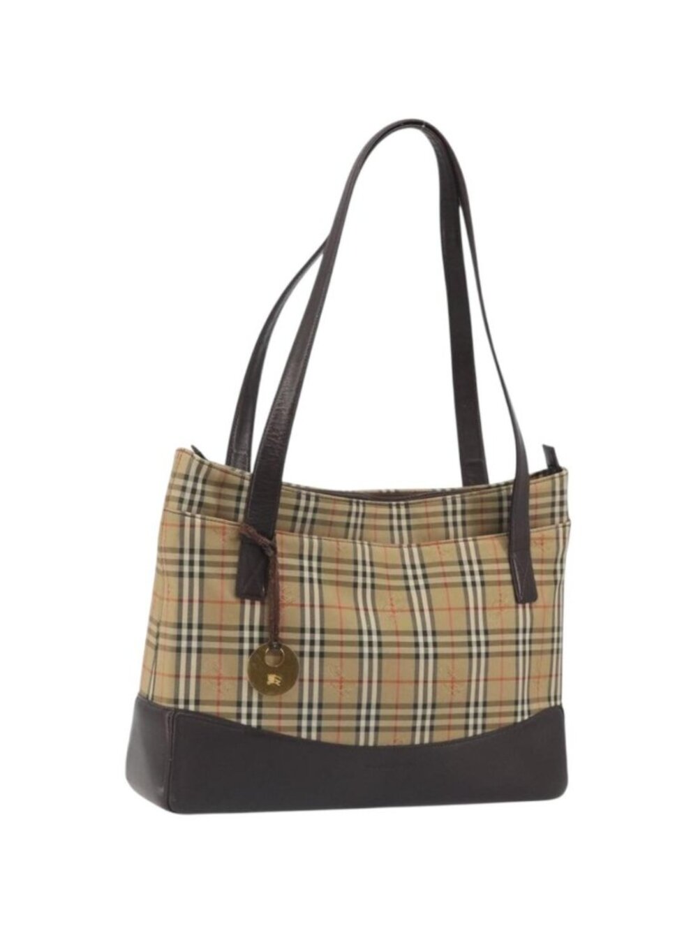 BURBERRY Nova Check Shoulder Bag Canvas Brown Gold